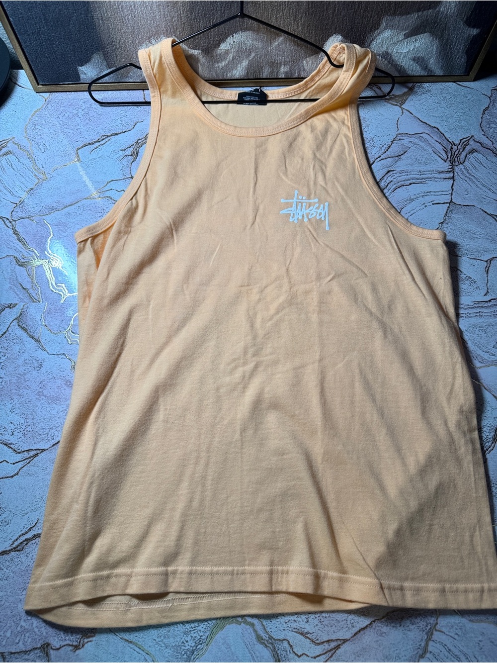 Stussy Peach Logo Tank Top - Light Orange Sleeveless Tee
